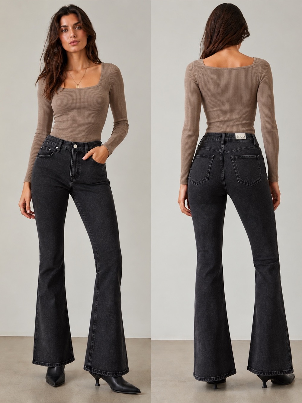 Etica High-Rise Black Flare Jeans 31 NWT